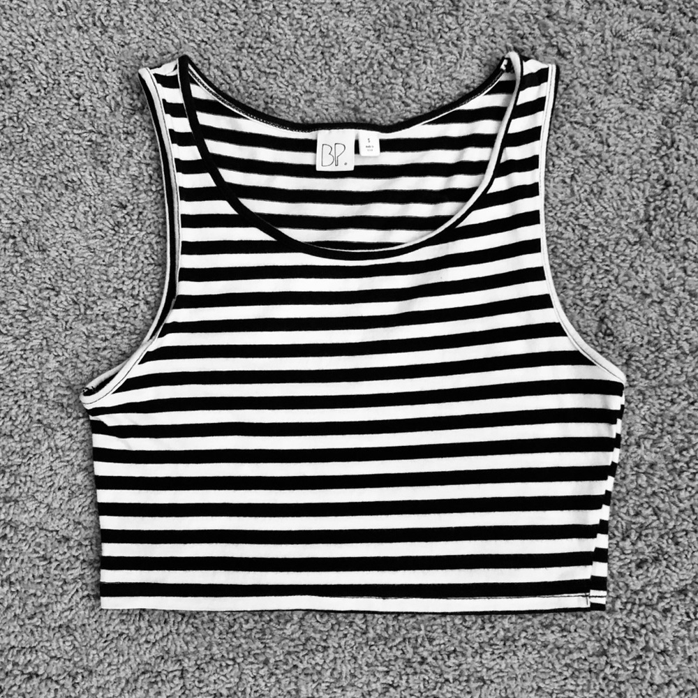 BP striped black and white cropped tank